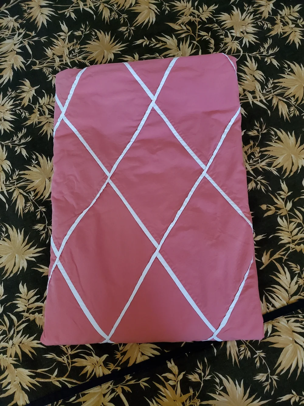 Coral Diamond Grid Queen Duvet Cover